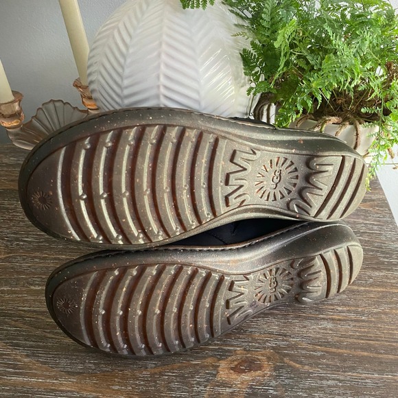 UGG Australia Anila Leather Slip On Clogs Shoes Womens 12 Black - Picture 9 of 10